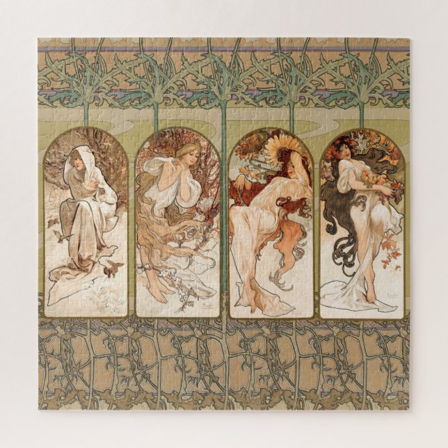 Quebra-cabeça Alphonse Mucha The Seasons 1897 Art Nouveau (Vertical)