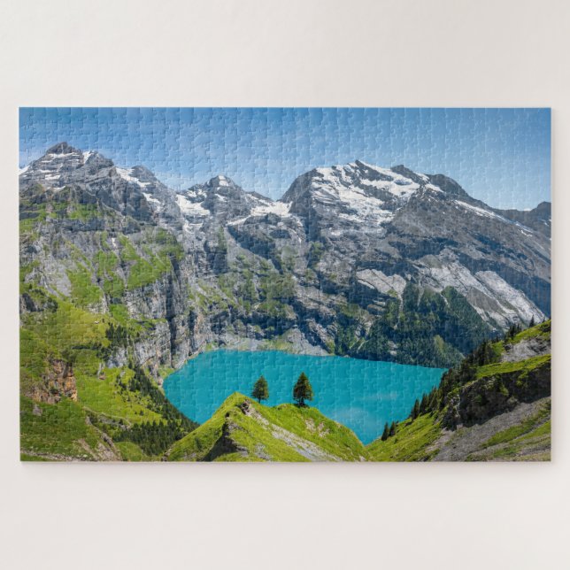 Quebra-cabeça Alpine lake Oeschinensee in Switzerland (Horizontal)