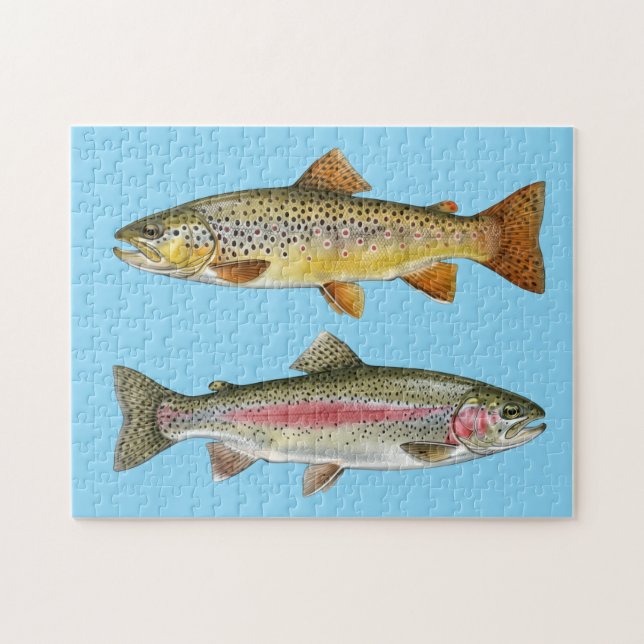 Quebra-cabeça Amante da Pesca – Design de Pesca de Truta (Horizontal)