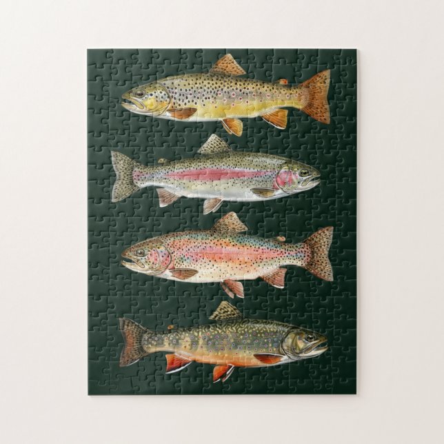 Quebra-cabeça Amante da Pesca – Design de Pesca de Truta (Vertical)