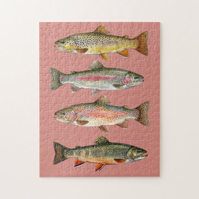 Quebra-cabeça Amante da Pesca – Design de Pesca de Truta (Vertical)