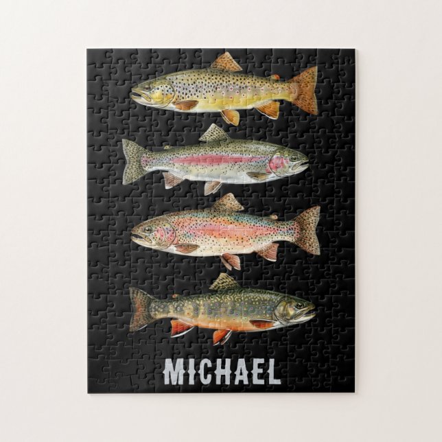 Quebra-cabeça Amante da Pesca Personalizado – Design de Pesca de (Vertical)