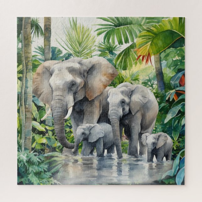 Quebra-cabeça Amantes de elefantes da selva divertida (Vertical)