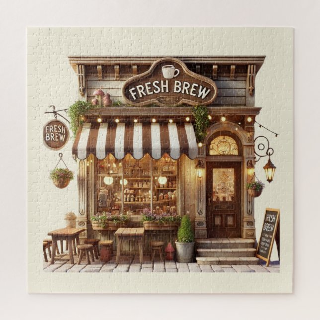 Quebra-cabeça Amantes divertidos do compro de café (Vertical)