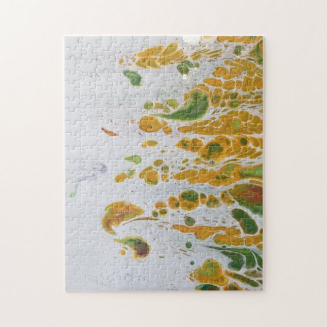 Quebra-cabeça Amarelo abstrato, cobre e verde (Vertical)