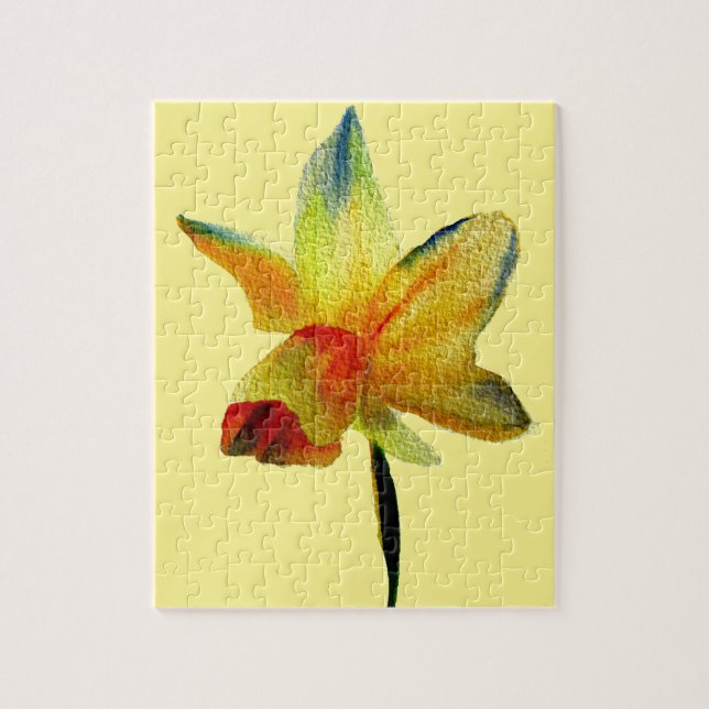 Quebra-cabeça Amarelo Daffodil watercolor Primavera (Vertical)
