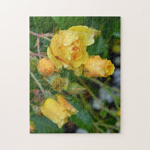 Quebra-cabeça amarelo do impressão floral dos