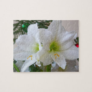Quebra-cabeça Amaryllis Branca e Árvore de Natal