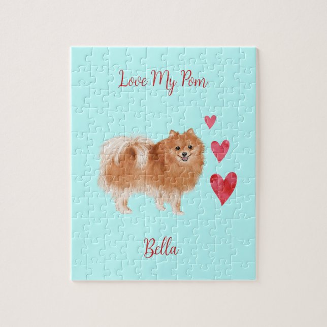 Quebra-cabeça Ame Meu Pom Pomeraniano Cachorro Personalizado Nom (Vertical)