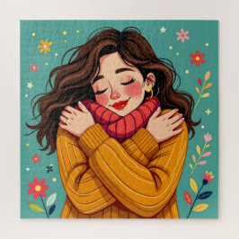 Quebra-cabeça Ame-se | Garota se abraçando