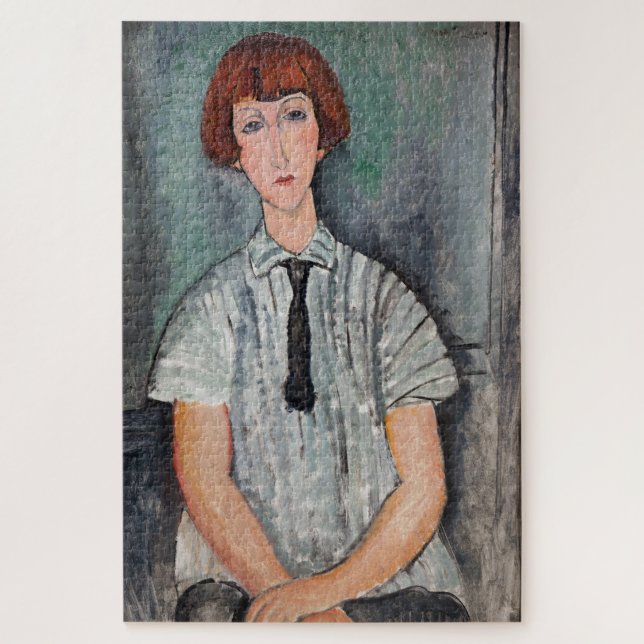 Quebra-cabeça Amedeo Modigliani - Menina em uma Blusa Strike (Vertical)