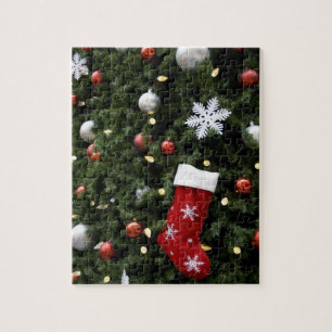 Quebra-cabeça America do Norte. Decorações do Natal na árvore