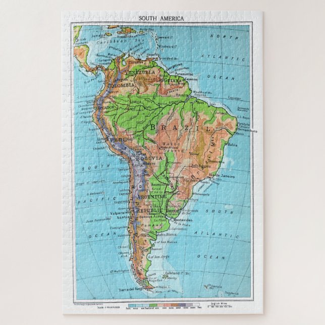 Quebra-cabeça América do Sul de Antigamente, Mapa Resturado Vint (Vertical)