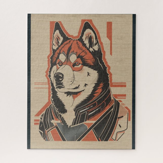Quebra-cabeça American Akita — retrato futurista do cão 4 (Vertical)