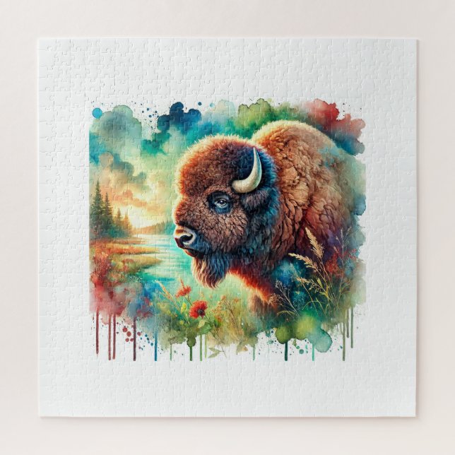 Quebra-cabeça American Bison 130724AREF110 - Watercolor (Vertical)