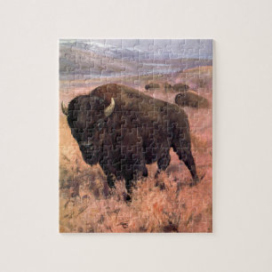 Quebra-cabeça American Bison by CE Swan, Vintage Buffalo