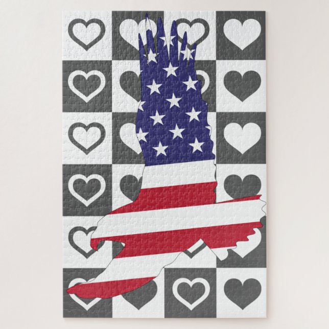 Quebra-cabeça American Eagle Flag Jigsaw Puzzle Hearts (Vertical)