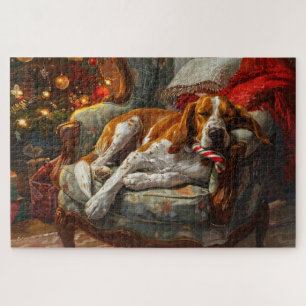 Quebra-cabeça American English Foxhound Dog Christmas Festivo