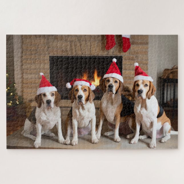 Quebra-cabeça American English Foxhound Lareira Natal (Horizontal)