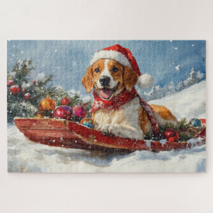 Quebra-cabeça American English Foxhound no Sledge Christmas