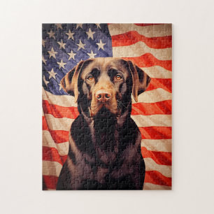 Quebra-cabeça American Flag Chocolate Labrador