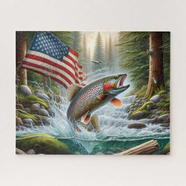 Quebra-cabeça American Flag Trout (Horizontal)