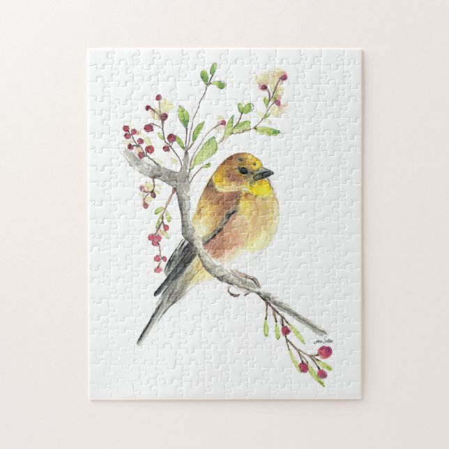 Quebra-cabeça American Goldfinch Bird Watercolor Art (Vertical)