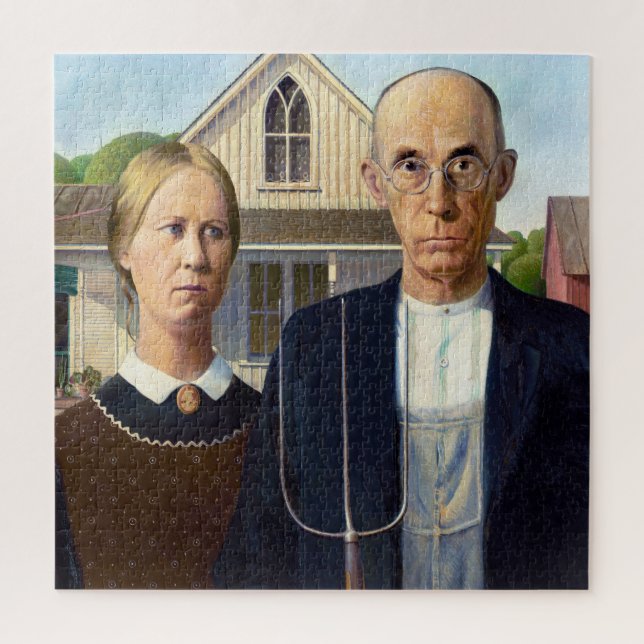 Quebra-cabeça American Gothic Classic Painting Grant Wood (Vertical)