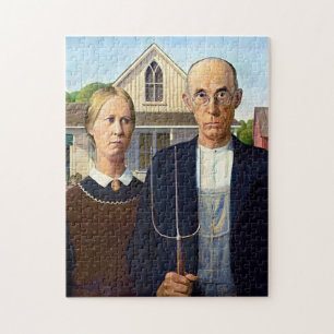Quebra-cabeça American Gothic de Wood – Arte Icôni