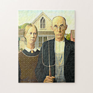 Quebra-cabeça American Gothic, pintura de arte