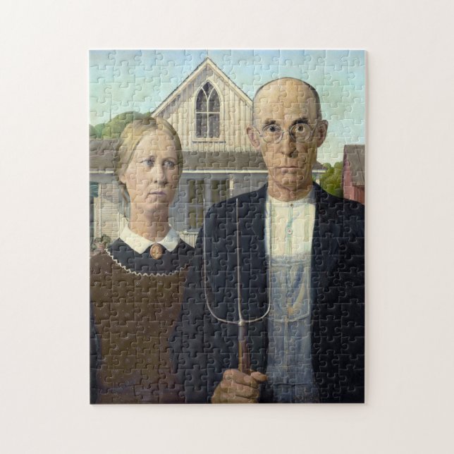 Quebra-cabeça American Gothic por Grant DeVolson Wood (Vertical)