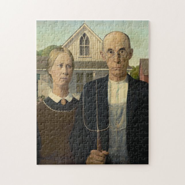Quebra-cabeça American Gothic por Grant Wood (Vertical)