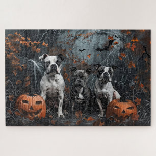 Quebra-cabeça American Staffordshire Noturno de Halloween Canino