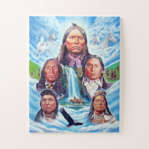 Quebra-cabeça Americanos nativos Famosos Pintura dos Chefes Indi