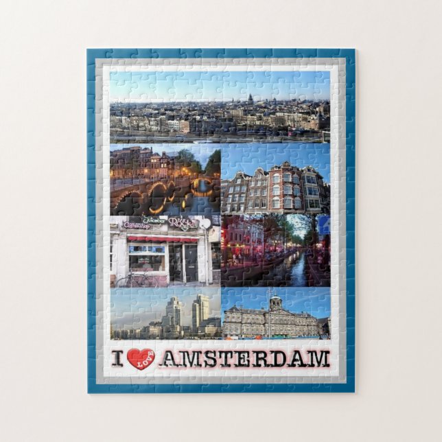 Quebra-cabeça Amesterdã - Holanda - Eu Amo - (Vertical)