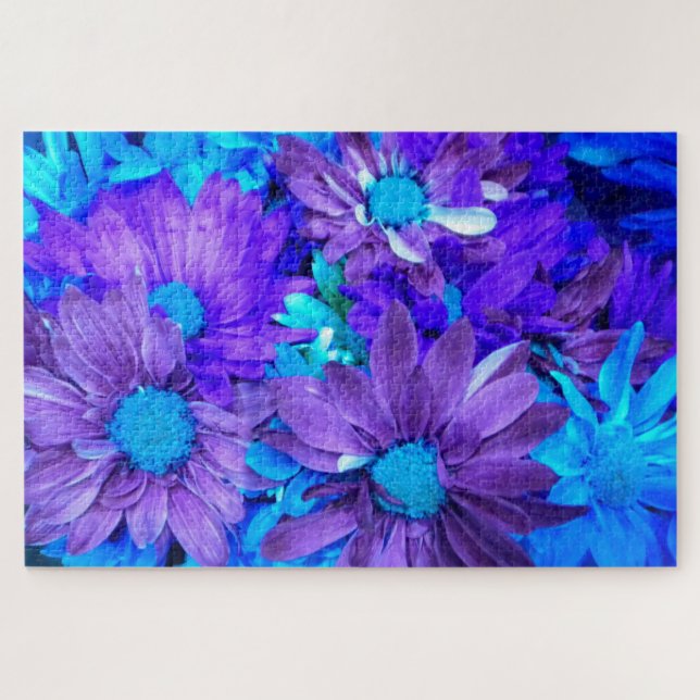Quebra-cabeça Ametist Purple N Turquoise Daisies (Horizontal)