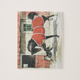 Quebra-cabeça Amigos do cão e do cavalo do vintage