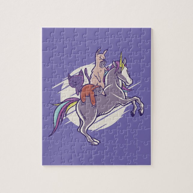 Quebra-cabeça Amigos Mágicos |Unicórnio, Alpaca, Kitten, Lã (Vertical)