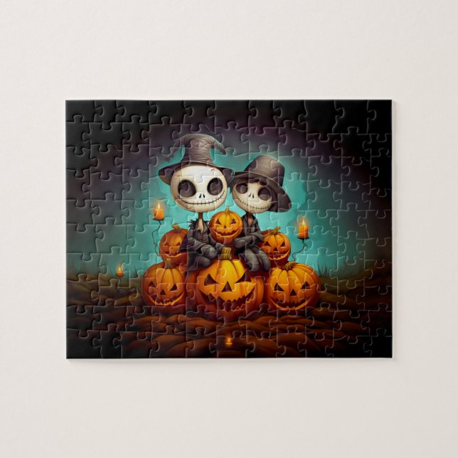 Quebra-cabeça Amigos pagãos de Spooky celebram feliz Dia das Bru (Horizontal)