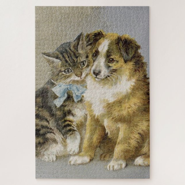 Quebra-cabeça Amizade íntima entre gatos e cães (Vertical)