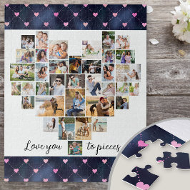 Quebra-cabeça Amo-te a Pieds Heart Shaped 36 Photo Collage J