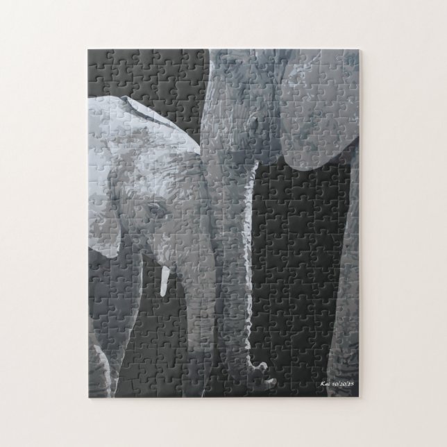 Quebra-cabeça Amo Você Mais, Arte Original de Elefante (Vertical)