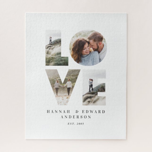Quebra-cabeça Amor 4 foto simples presente personalizado moderno (Vertical)