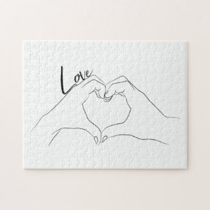Quebra-cabeça Amor, Arte em Linha do Coração Desenho Bonito Mode