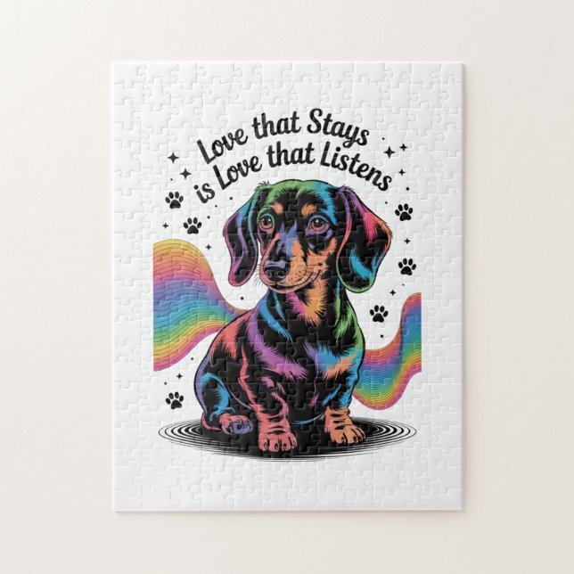 Quebra-cabeça Amor de Dachshund que Permanece é Amor que Escuta (Vertical)