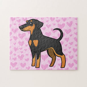 Quebra-cabeça Amor do Pinscher do Doberman (orelhas flexíveis)