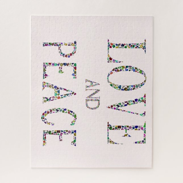 Quebra-cabeça Amor e Paz - Gemstone Lettering Design (Vertical)