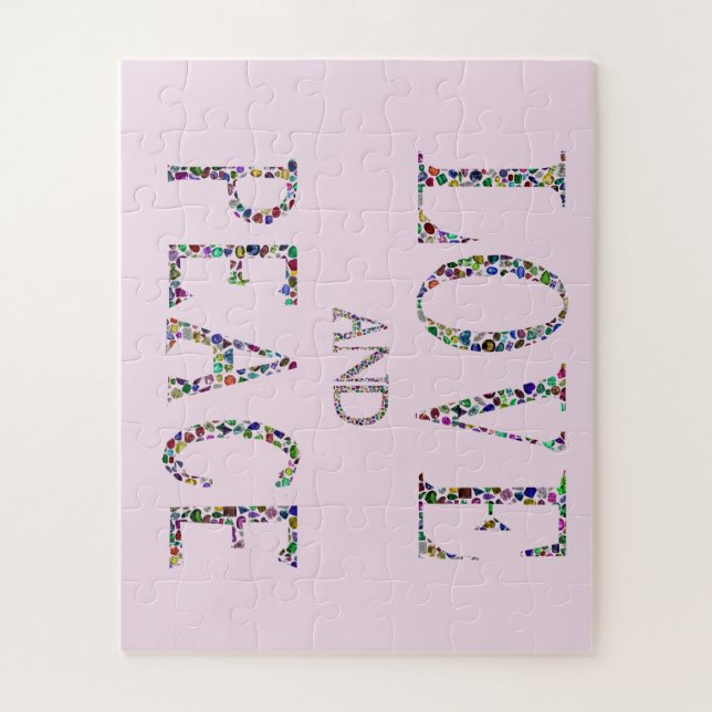 Quebra-cabeça Amor e Paz - Gemstone Lettering Design (Vertical)