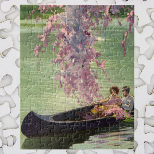 Quebra-cabeça Amor e Romance Vintage, Passeio Romântico de Canoa