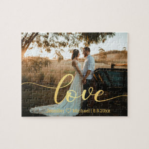 Quebra-cabeça amor, foto de casamento do campo da caligrafia dou